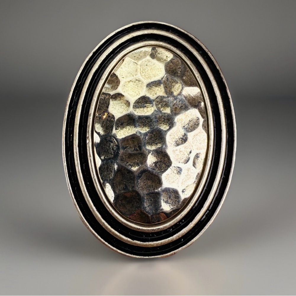 Premier, designs Oval Hammered Silvertone Statement Modernist pendant